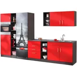 kochstation Küchenzeile KS-Paris 340 cm rot