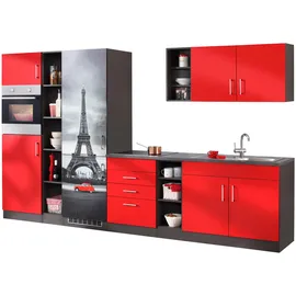 kochstation Küchenzeile KS-Paris 340 cm rot