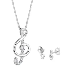Elli Notenschlüssel Zirkonia 925 Sterling Silber Schmuck-Set   Damen 