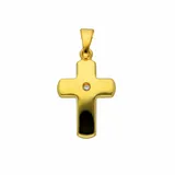 Kettenanhänger ADELIA ́S "Kreuzanhänger 585 Gold ( 14K ) mit 1 Diamant ( 0,008 ct )", gold, Schmuckanhänger, Damen, 0,01 VVS = sehr sehr kleine Einschlüsse mit Diamant, Gold, Kettenanhänger, Goldanhänger Kreuz