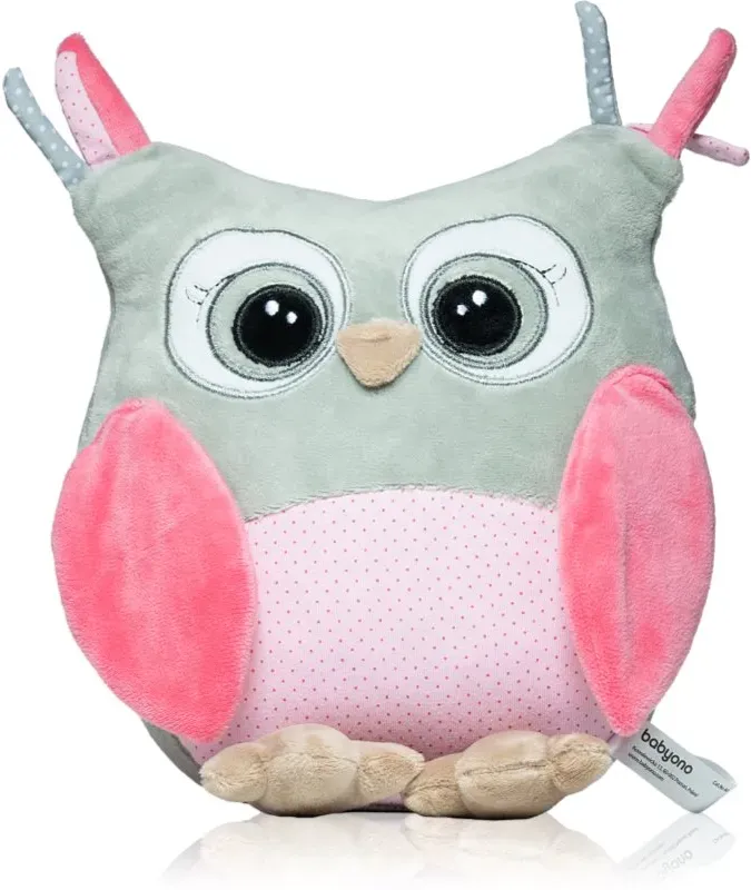 BabyOno Have Fun Owl Sofia Plüschspielzeug mit Rassel Pink 1 St.