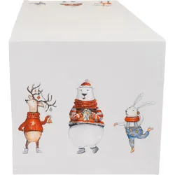 Tischläufer CASATEX "Funny animals, Weihnachtsdeko, Weihnachten", bunt (weiß, bunt), B:40cm L:140cm, Baumwolle, Tischdecken, Weihnachten