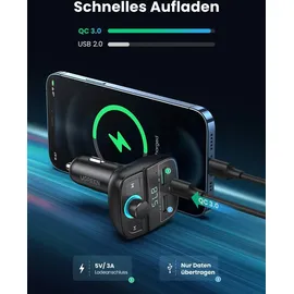 UGREEN FM Transmitter Bluetooth 5.0 MP3 Car Charger - Schwarz