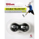 Wilson Squash-Ball, 2 Stück, Extra langsam, Wettkampf, Doppelter gelber Punkt, Staff Premium Double Yellow Dot, WRT617600, Schwarz