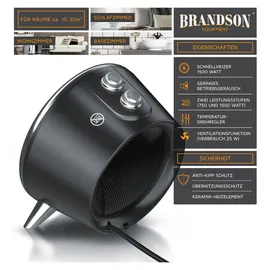 Brandson Keramikheizlüfter 1500 W Schwarz/Silber