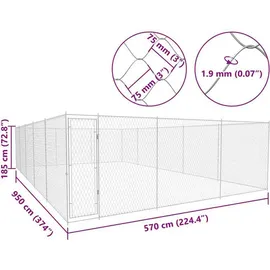 vidaXL Outdoor-Hundezwinger 950 x 570 x 185 cm Stahl Silber