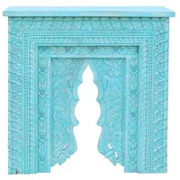 Oriental Galerie Konsolentisch Sideboard Schnitzerei Konsole Natur Türkis 80