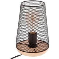 Wellhome - Schwarze Holz-Metall-Lampe 23cm