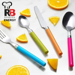Renberg - Set 24-teiliges Besteck aus Edelstahl mit Multicolor-Kunststoffgriffen Energy
