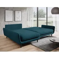 DOMO-HOME Ecksofa mit Schlaffunktion SOLANO – Elegantes Skandinavisches Ecksofa 260x167cm| Bettkasten und Holzbeinen für Komfort und Stil | Hoch... - Dunkelblau