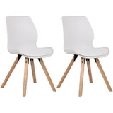 CLP 2er Set Stuhl Luna Kunststoff I Stoff I Samt I Kunstleder I Lehnstuhl mit Holzgestell