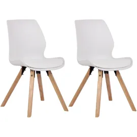 CLP 2er Set Stuhl Luna Kunststoff I Stoff I Samt I Kunstleder I Lehnstuhl mit Holzgestell