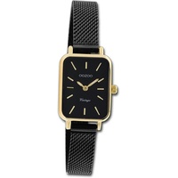 OOZOO Quarzuhr Oozoo Damen Armbanduhr Vintage Series, Damenuhr Mesharmband schwarz, rechteckiges Gehäuse, klein (ca 21x26mm) schwarz
