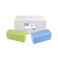 Funny Papierhandtuch farbig, Zellstoff, 2-lagig, 4000 Blatt, praktischer ZZ/V-Falz für Spender in Medizin, Gastronomie und Studios blau