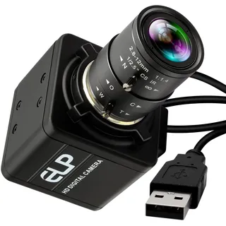 ELP 16MP HD USB-Kamera 2,8–12 mm 4-Fach optischer manueller Zoom CS-Mount-Objektiv, hohe Auflösung für Lightburn OpenCV Live-Streaming und USB Mikroskop Plug & Play für Windows, Linux und Jetson Nano