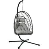 Outsunny Hängesessel oval Hellgrau 1-Sitzer mit Gestell