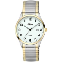 SELVA SELVA Quarz-Armbanduhr mit Zugband bicolor, Zifferblatt weiß Ø 39mm