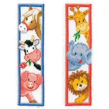 Vervaco Lesezeichen Kreuzstich Stickpackungen Gezählter Kreuzstich Set Tiere 2er DIY Set Erwachsene Sticken Lesen Zubehör Geschenk Zählmusterpackung ca. 6 x 20 cm Stickset für Anfänger