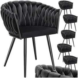 Tectake Esszimmerstuhl Astano Samt schwarz 6er Set