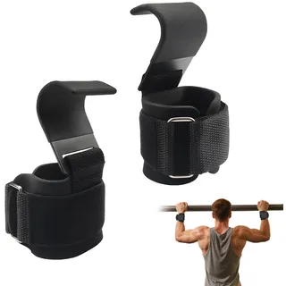 Zughilfen Krafttraining – Hochwertige Zughilfen aus Leder mit 8mm Neopren-Polsterung, Verstellbare Gewichthebergurte mit Haken für Bodybuilding, Krafttraining, Gewichtheben und Fitness