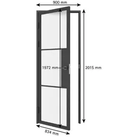 Inova Loft satiniert links 83,4 x 197,2 cm schwarz