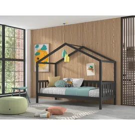 Vipack Hausbett Dallas 90 x 200 cm Kiefer massiv grau