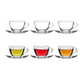 Pasabahce Teetasse mit Untertasse 0,2 l Transparent 6 St.