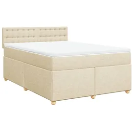 vidaXL Boxspringbett mit Matratze Creme 140x200 cm Stoff
