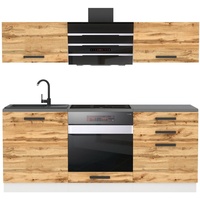 Belini Küchenzeile Küchenblock Sophia - Küchenmöbel 180 cm Einbauküche Vollausstattung ohne Elektrogeräten mit Hängeschränke und Unterschr...