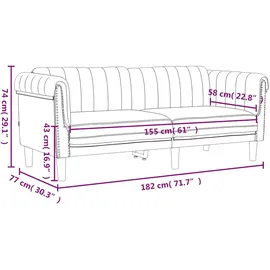 vidaXL Sofa 2-Sitzer Hellgrau Samt