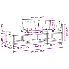 vidaXL Ecksofa-Einheiten für draußen 3 Stück Holz beige