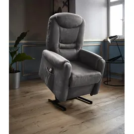 sit&more TV-Sessel Morten Kunstleder 76 x 115 x 78 cm Grau mit Motor und Aufstehhilfe