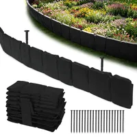 Rasenkante Kunststoff 5M, Beeteinfassung & Beetumrandung Kunststoff Flexibel mit Erdspießen, Wetterfest UV-beständig, Garten Rasenkante für Rasen Blumenbeet Wege (Schwarz)