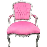 Casa Padrino Barock Salon Stuhl Rosa / Silber -