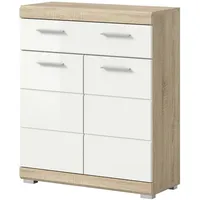 Inn.furn Badezimmer Kommode weiß Hochglanz Eiche 74 x 88