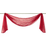 Yaland Voile Transparenter Freihandbogen einfarbig Uni Querbehang Wohnzimmer Gardinenschals (HxB 300x140, rot) 1 Stück
