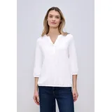 STREET ONE Tunikashirt STREET ONE, Damen, Gr. 40, weiß, Web, 100% Baumwolle, unifarben, comfort fit normal, Rundhals, elastischer Bund, Shirts, mit 3/4 Ärmeln