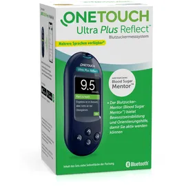 ONETOUCH Ultra Plus Reflect® Blutzuckermessgerät (mmol/L) I 1 Messgerät, 10 Teststreifen, 10 Lanzetten, 1 Stechhilfe & 1 Etui | Stiftung Warentest SEHR GUT (1,5)