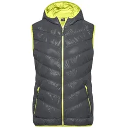 Damen Sommer Daunenweste JN1061, carbon/acid-gelb, Größe XL - carbon - XL