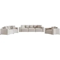 Fun Möbel 3-2-1 Garnitur Stoff 3-Sitzer + 2-Sitzer Beige