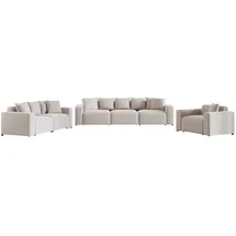 Fun Möbel 3-2-1 Garnitur Stoff 3-Sitzer + 2-Sitzer Beige