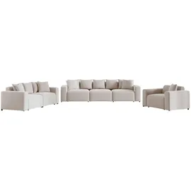 Fun Möbel 3-2-1 Garnitur Stoff 3-Sitzer + 2-Sitzer Beige
