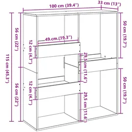 vidaXL Raumteiler 100 x 33 x 115 cm Braun