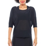 Winshape Damen Functional Light 3/4-arm Mesh-dance Top Dt107 Leicht Transparent T-Shirt, Schwarz, L