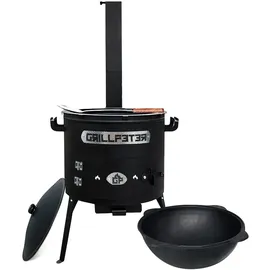 Grillpeter Utschak Asamat Ø40 cm mit Kazan Gusseisen 12L Schaumlöffel