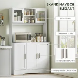Homcom Küchenschrank Hochschrank Buffetschrank mit Arbeitsplatte 35 x 180 x 108 cm Weiß