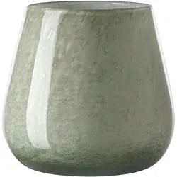Tischvase FINK "MARLY", grün (hellgrün), H:17cm Ø:18,5cm, Glas, Vasen, Dekovase, Blumenvase, Windlicht, Vase aus Glas