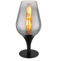 MeineWunschleuchte Ausgefallene LED Nachttischlampe Rauchglas Lampenschirm, Höhe 31cm