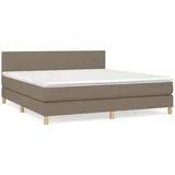 vidaXL Boxspringbett mit Matratze Taupe 160x200 cm Stoff