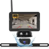NHOPEEW Kabellos Rückfahrkamera Kit mit 4,3 Zoll IPS Rückfahrkamera Monitor - wasserdichte IP69 Nachtsicht Rückfahrkamera für PKW LKW Wohnmobil Anhänger